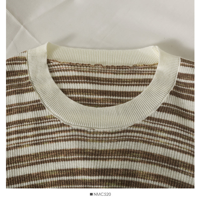 Han Fan retro stripe medium long tight long sleeve T-shirt  2068