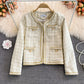 High end light luxury small fragrance celebrity tweed coat female  1660