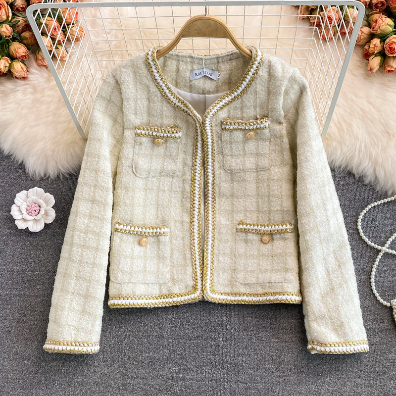 High end light luxury small fragrance celebrity tweed coat female  1660
