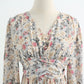 Long sleeve floral dress long fairy French Vintage Chiffon  2430