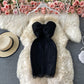 Foreign temperament sexy hip wrap lace strapless dress  3176