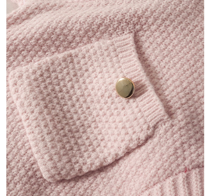 Haut cardigan vintage en tricot ample à simple boutonnage et à manches longues avec nœud papillon 1448