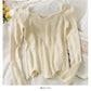 Irregular tight long sleeved foreign style sweater, women's straight shoulder exposed collarbone, versatile  1938