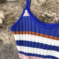 Hip Wrap color stripe suspender knit dress  3278