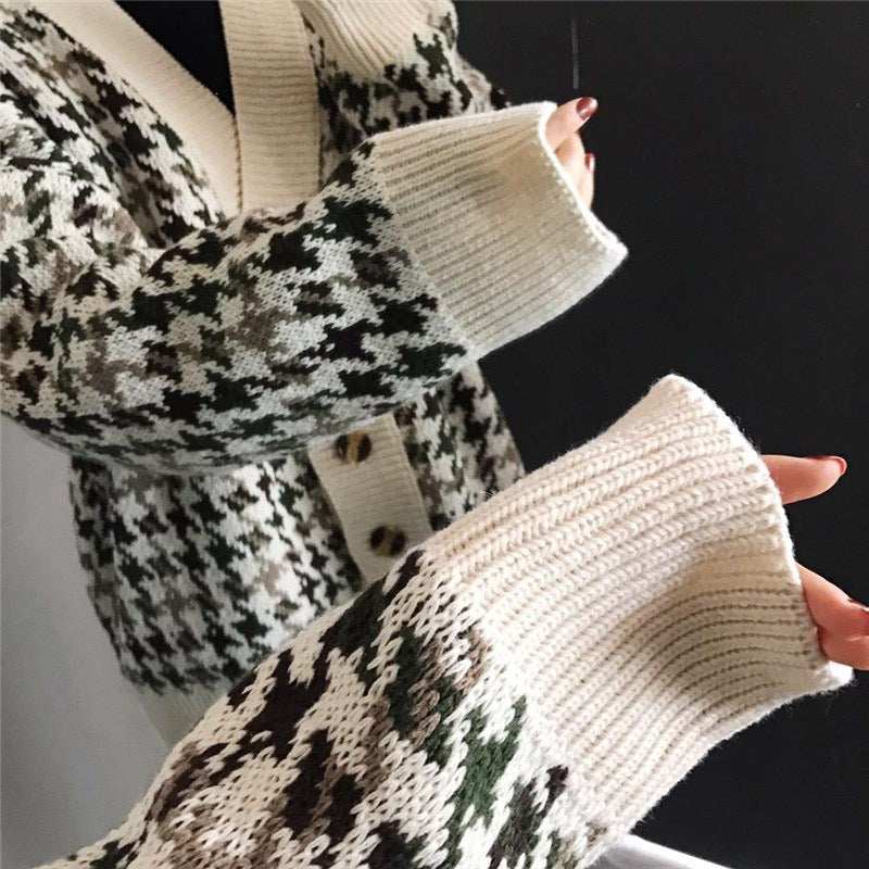 Nouveau style, pull bleu ciel et nuage blanc, cardigan ample étudiant 1423