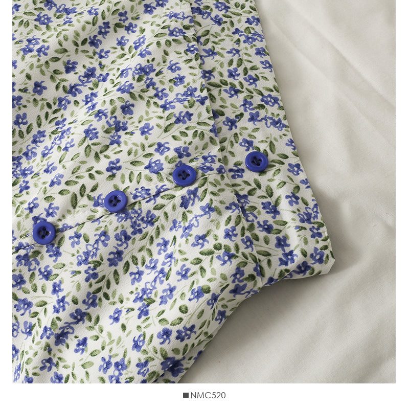 Mittellanger Retro-Rock mit hoher Taille und schmaler Brust und Blumenmuster 2575