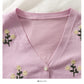 Vintage bestickter kurzer Cardigan einreihiger Langarmpullover 1811