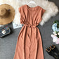 Irregular slim wrap hip dress  2873