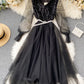 Cute v neck tulle sequins dress girl dress  1318