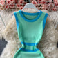 Fashion contrast color stitching slim wrap hip skirt  2736