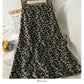 Hong Kong style retro floral high waist medium length A-line skirt  2485