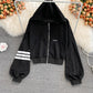 Small fresh loose hooded sweater coat for women  1677