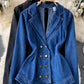 Denim Jacket Women's V-neck open back temperament top  1503