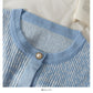 Korean Vintage round neck pearl single breasted plaid sweater  2030