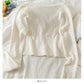 Long sleeve single breasted top women's new short versatile slim knit  1973