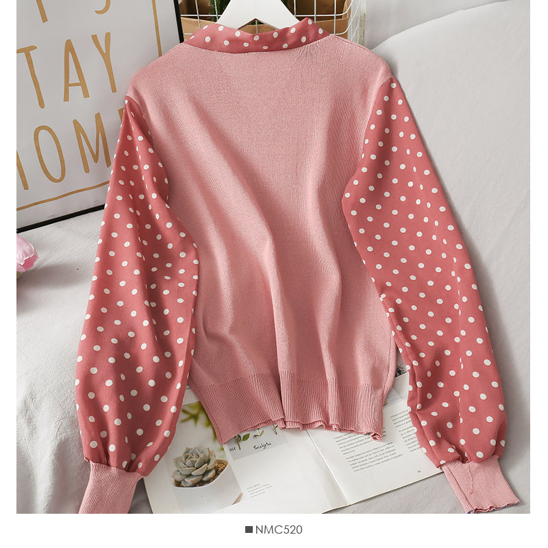 Han Fan lace up stand neck slim bottomed sweater  1906