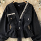 Denim jacket feminine V-neck  1513