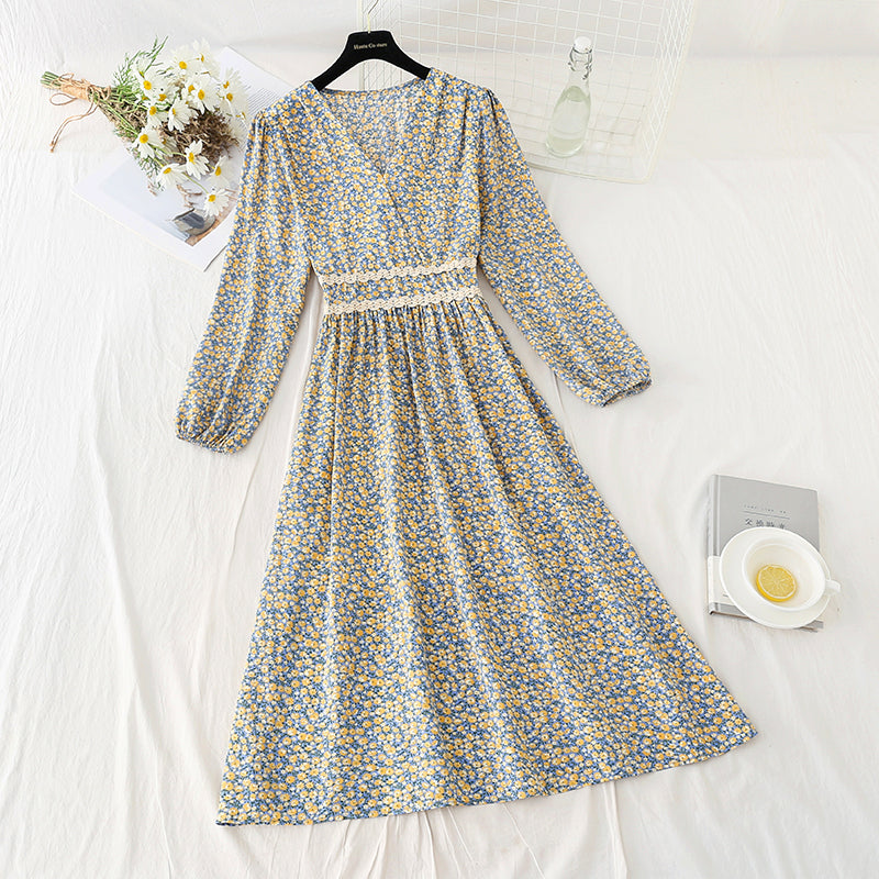 New French tea break early spring chiffon skirt long  2313