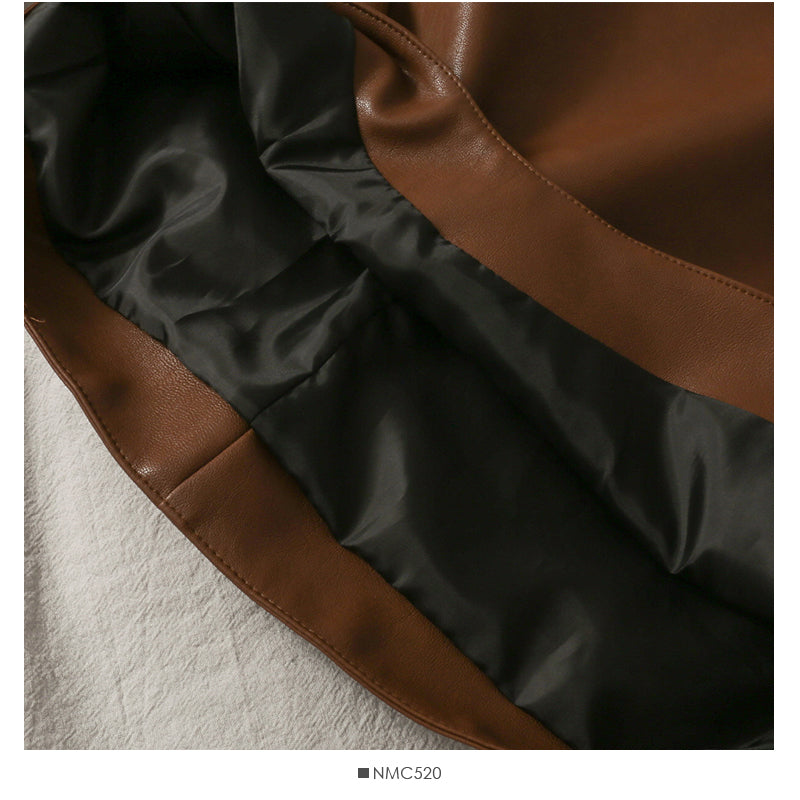 High waist slim wrap hip small leather skirt irregular solid color versatile skirt  2670