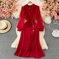 Slit waist dress elegant Hip Wrap Dress  3001