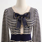 Design sense aging knitted striped dress with slim temperament  2281