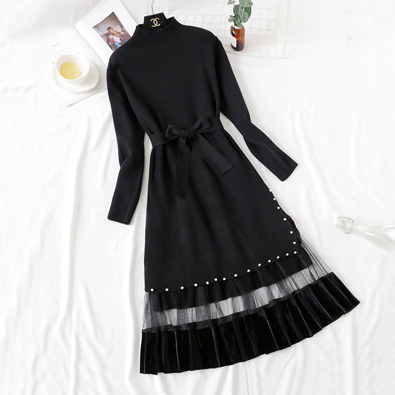 Age reduction suit two piece Pullover temperament knitted dress knee length skirt children  2172