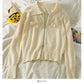 Lapel Zip Cardigan long sleeve vertical stripe top  1830