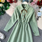 French retro super fairy waist skirt core velvet shirt dress  3401