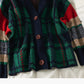 Hong Kong Style checkered single breasted cardigan sweater  1795