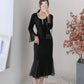 New women's dress with waist closed to show thin temperament French mesh super fairy fishtail  2130