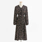 French retro minority temperament gentle wind long sleeve Floral Dress  2254