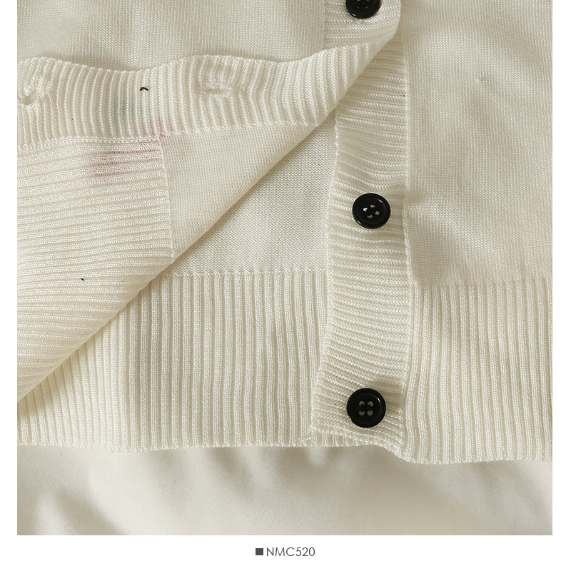 Small fresh cherry print V-neck single breasted slim cardigan sweater  1826