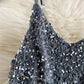 Sequin slim sexy hip strap dress  2849