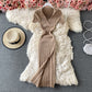 Vintage waist closing tight buttock knit dress  2716