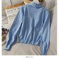 Sweet and versatile bow stand collar single breasted Pullover Sweater  2026