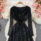 Sexy V-neck irregular Sequin dress  3097