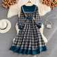 Gentle wind baby collar Plaid Dress  3367