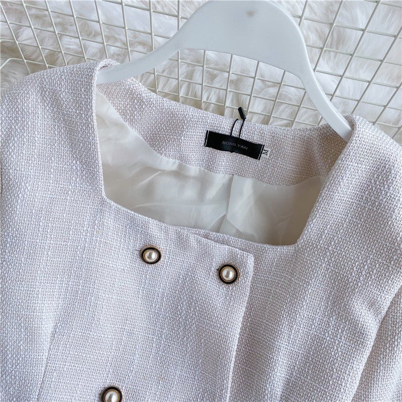 High waist short coat versatile long sleeve blouse women  1651