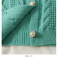 Sweater women's T-neck cardigan top loose and thin, versatile linen pattern long sleeve sweater  2069