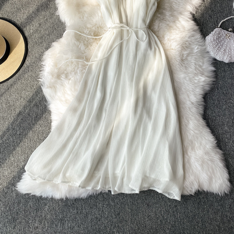 Sexy suspender shoulder and waist show thin fairy skirt  2766