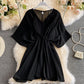 Versatile solid short skirt age reducing waist dress  3188