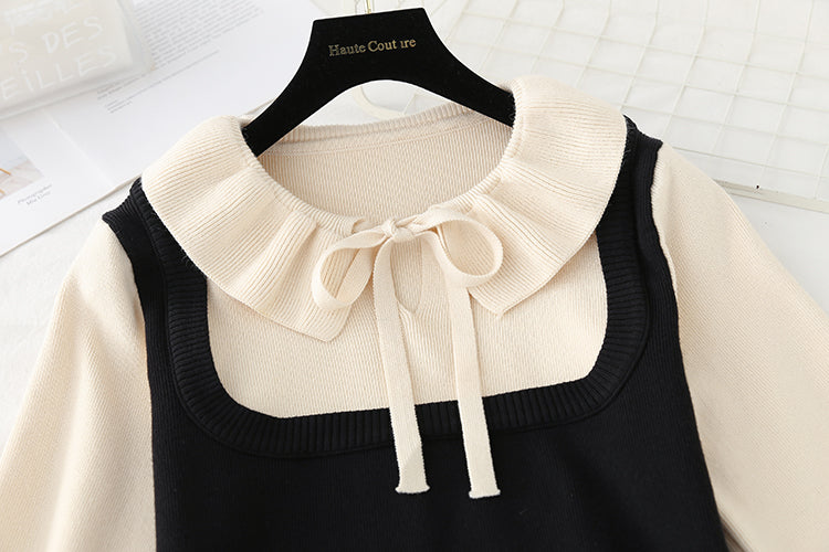 Bottom skirt lotus leaf collar French retro Hepburn tea break small black skirt  2399