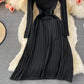 Temperamentvolles Damenkleid mit schmaler Taille und elastischem Faltenkleid 2907