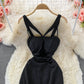 Hanging neck, open shoulder, cross tight, hollow out, waist and hip dress  2825