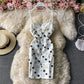 Star mesh splicing suspender Hip Wrap Skirt pleated strapless dress  3032