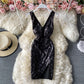 Temperament slim Sequin dress at waist  2828