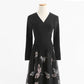 New long skirt fairy mesh embroidery temperament French small black skirt  2198