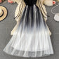 Schulterfreies Netzkleid mit V-Ausschnitt, großer Swingrock 2906