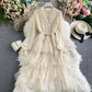 Mesh Ruffle lace patchwork cake skirt dress  3282
