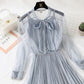 Dress feather nail bead long sleeve suspender bottomed skirt French girl long skirt  2286